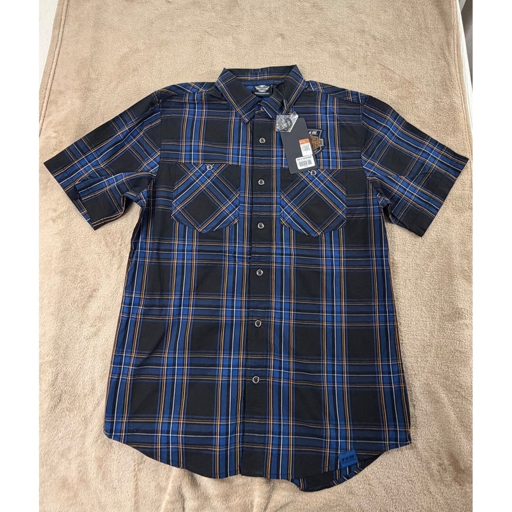 Harley Davidson Men 115th Anniversary Plaid Button Up Shirt M S/S New 13